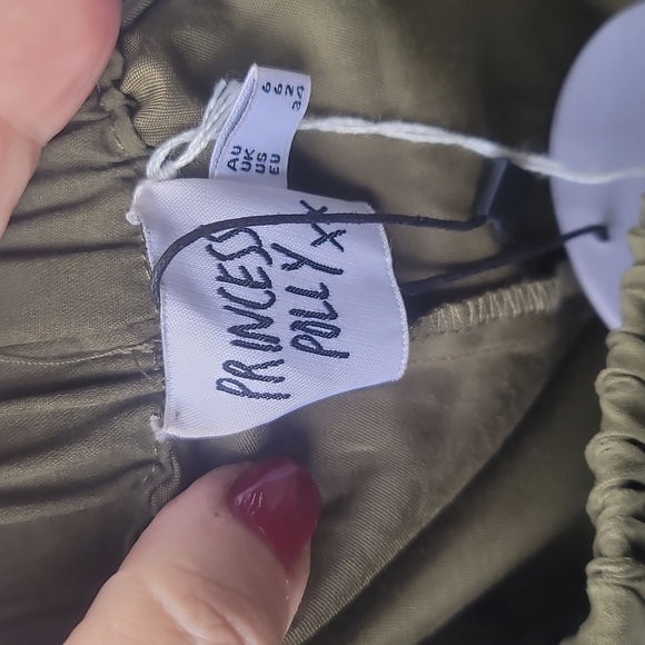 Princess Polly wide leg olive casual soft Pants elastic waist 2 nwt - Picture 2 of 5